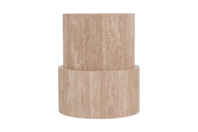 Travertine Corner Table with Stacked Columns