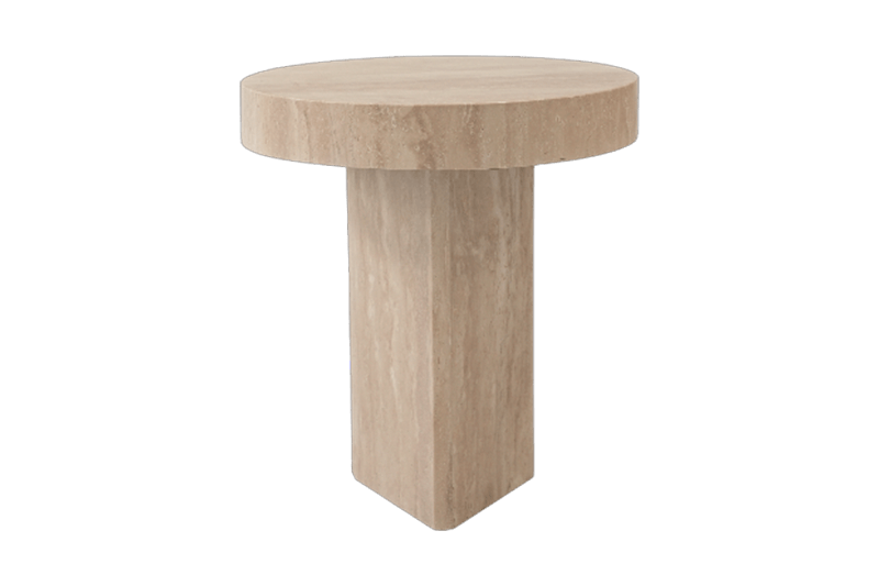 Travertine Corner Table with Round Base