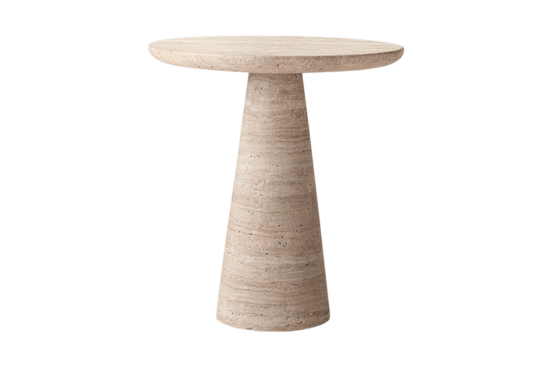 Travertine Corner Table with Pyramidal Cone