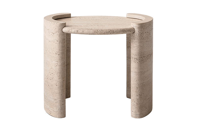 Curved Column Light Brown Corner Table
