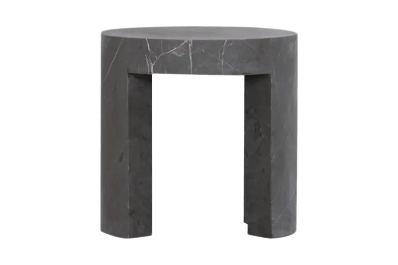 Dark Grey Curved-Edge Marble Corner Table