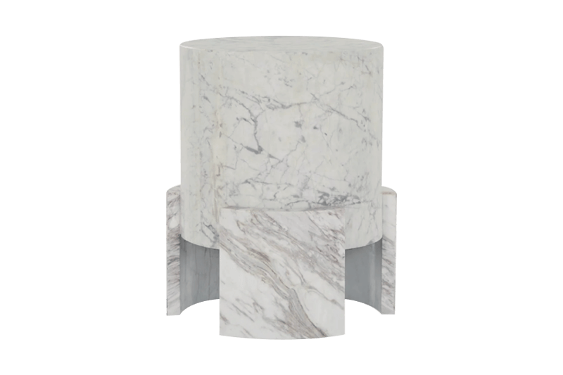 Stacked Layered White Pattern Marble Corner Table