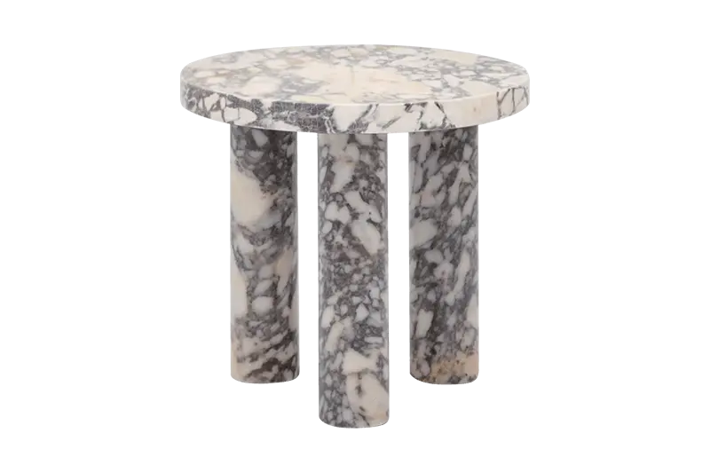 Three-Column Colorful Pattern Marble Corner Table