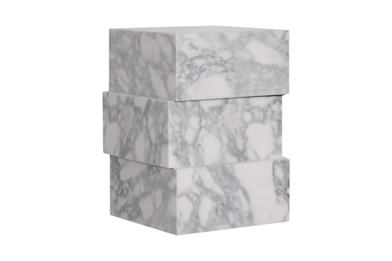 Stacked Square Column Marble Corner Table