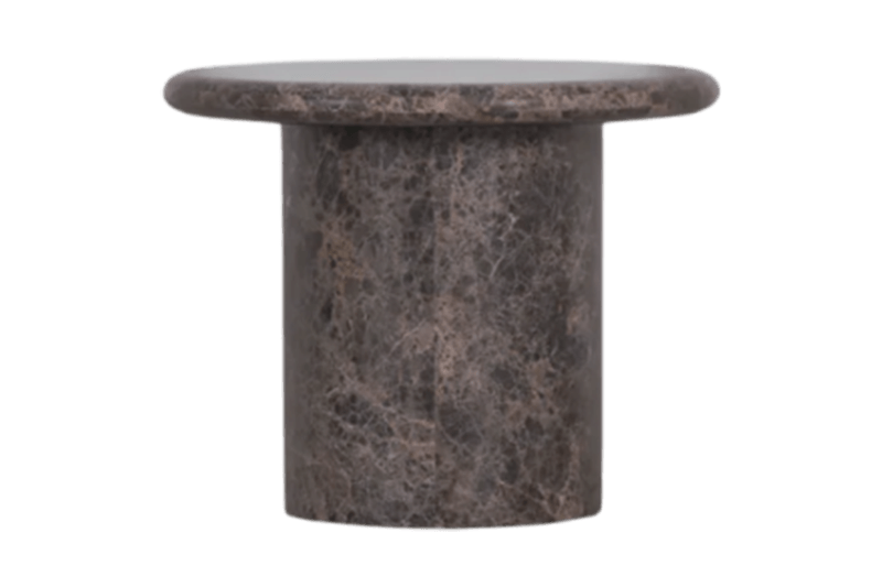 Dark Brown Cylindrical Marble Corner Table