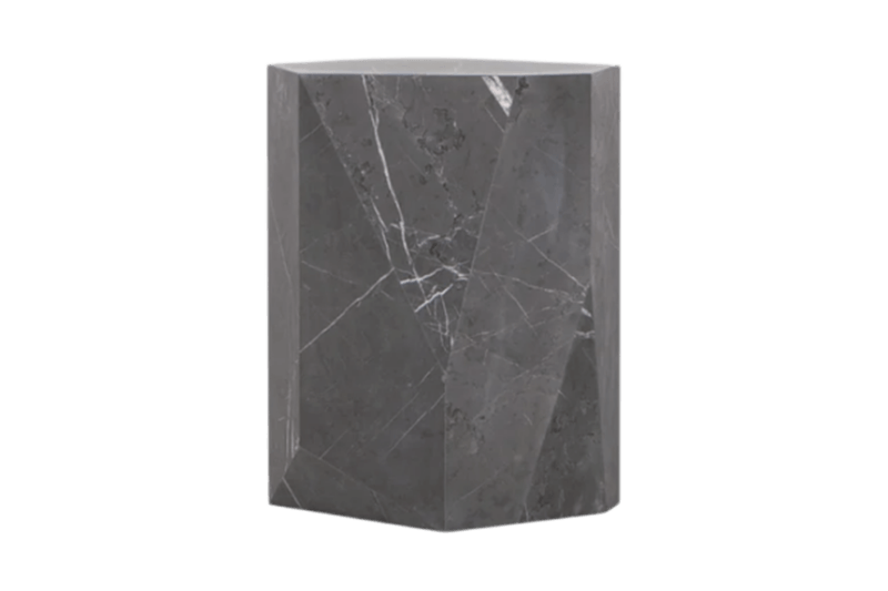Dark Gray Geometric Marble Corner Table