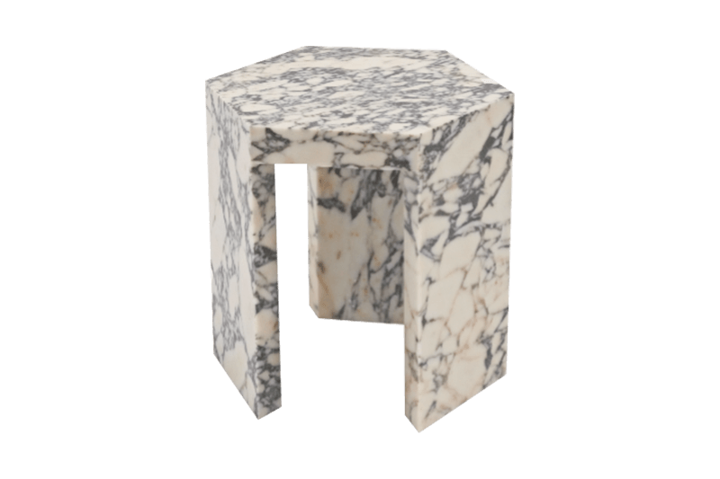 Hollow Hexagonal Marble Corner Table