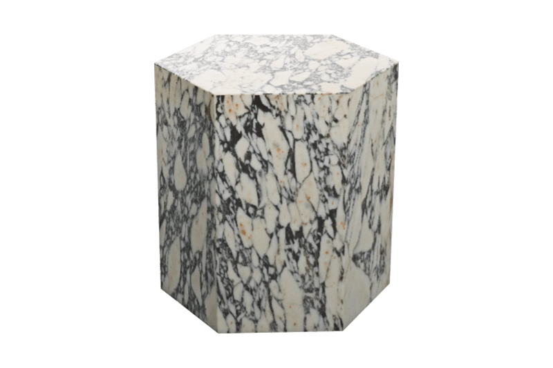 Hexagonal Colorful Pattern Marble Corner Table