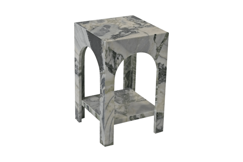 Four-Arch Colorful Pattern Marble Corner Table