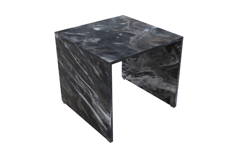 Black and White Root Hollow Marble Corner Table