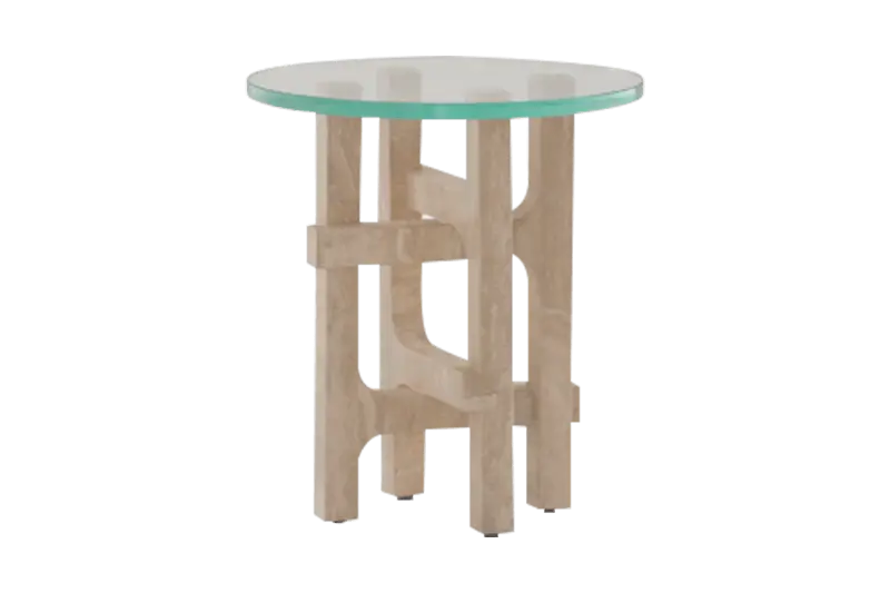 Light Brown Glass Marble Corner Table