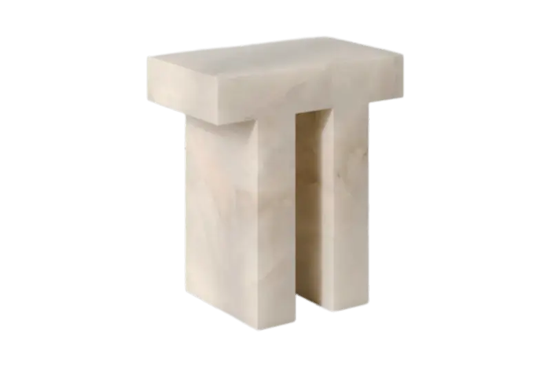 White Jade T-Shaped Marble Corner Table