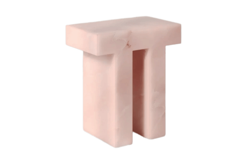Pink Jade T-Shaped Marble Corner Table