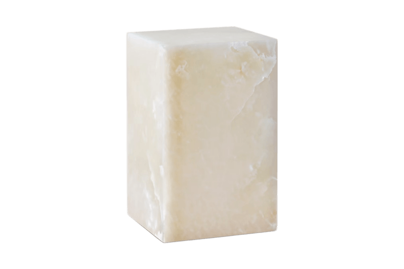 Off-White Jade Square Column Marble Corner Table