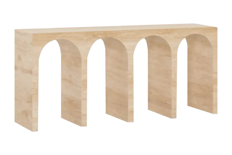 Four-Arch Long Marble Side Table