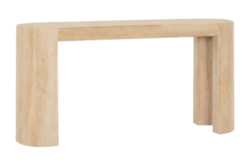 Two-Round-Leg Long Marble Side Table