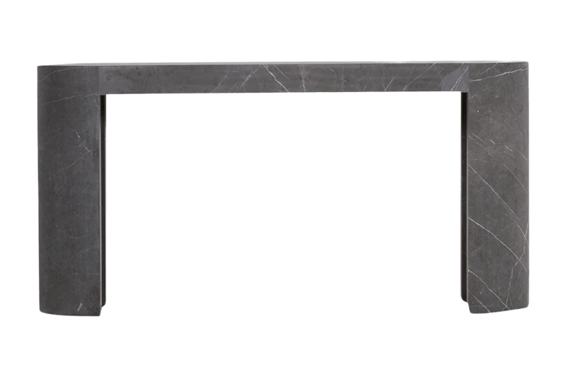 Two Round Legs Long Marble Side Table