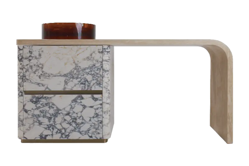 Special - Shaped Stone - Patterned Marble Side Cabinet