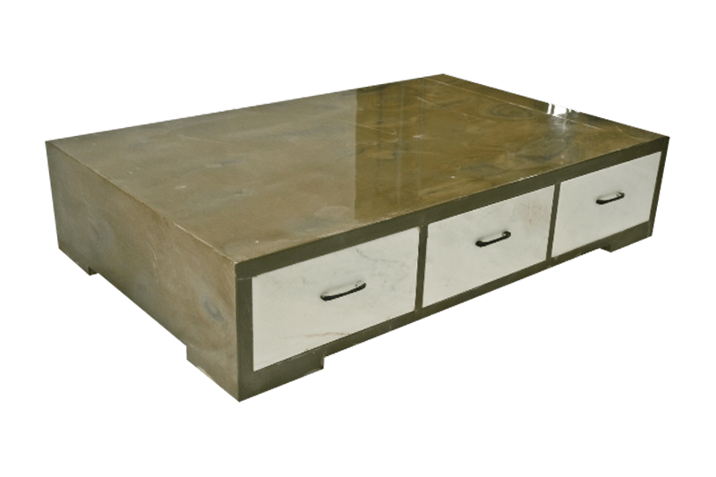 Green - Surface Double - Drawer Marble Side Cabinet
