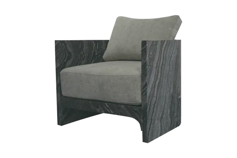 Light Gray Single Marble Sofa with Cushion
