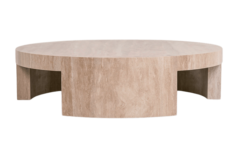 Travertine In Warm Brown Surrounds A Marble Coffee Table