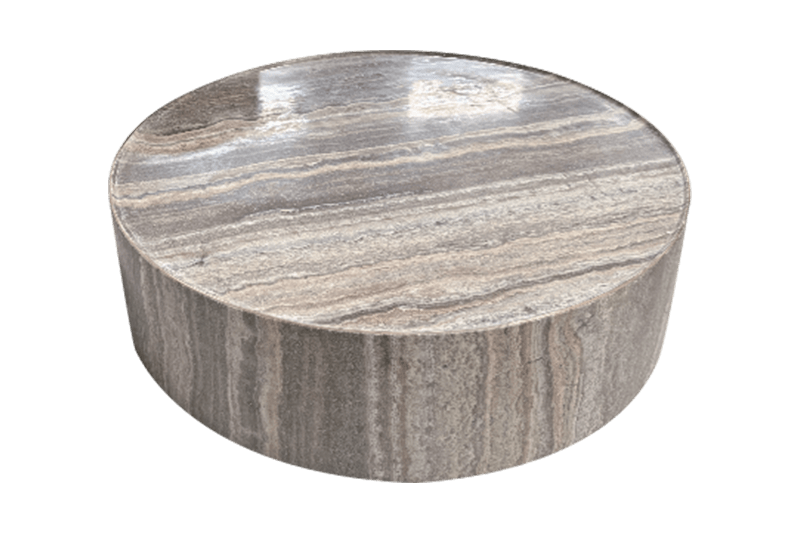 Silver-Gray Cylindrical Marble Coffee Table