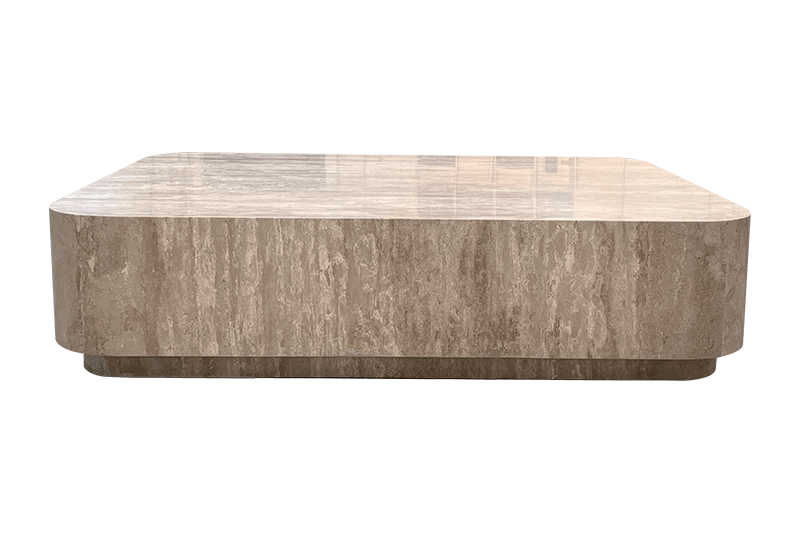 Light Brown Marble Coffee Table With Square Base