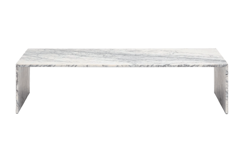 Silver And White Marble Coffee Table