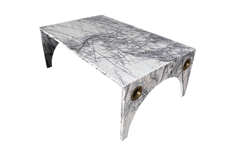 Silver-Patterned Marble Table