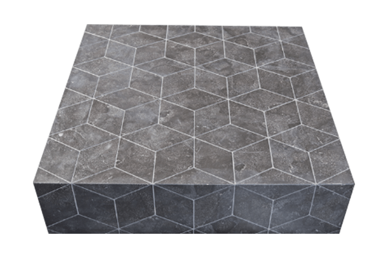 Gray Diamond-Pattern Marble Coffee Table