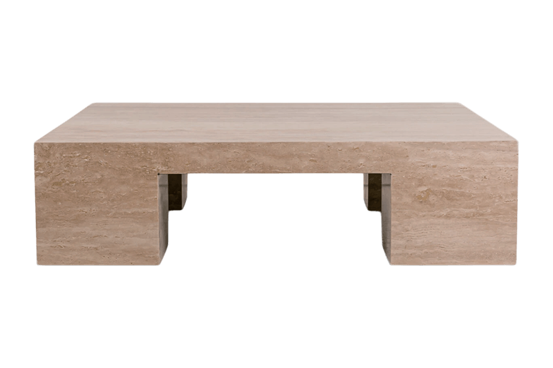 Warm Brown Solid Frame Marble Coffee Table