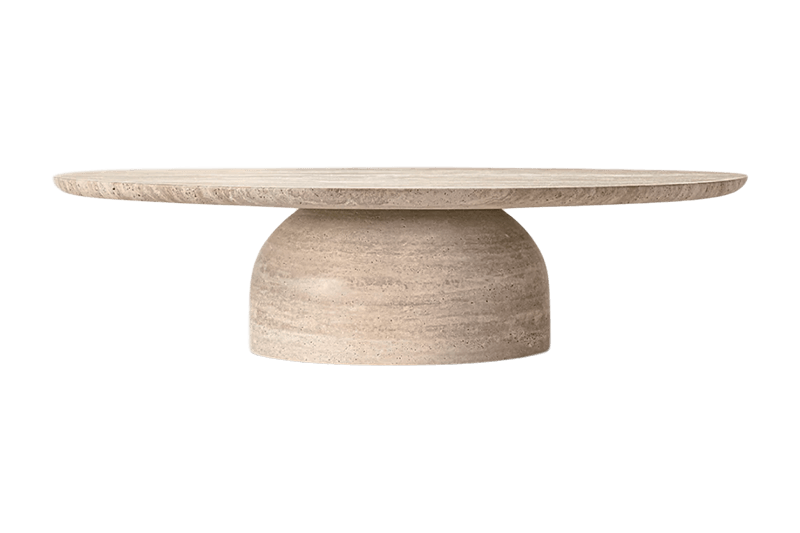 Round Light Brown Marble Coffee Table