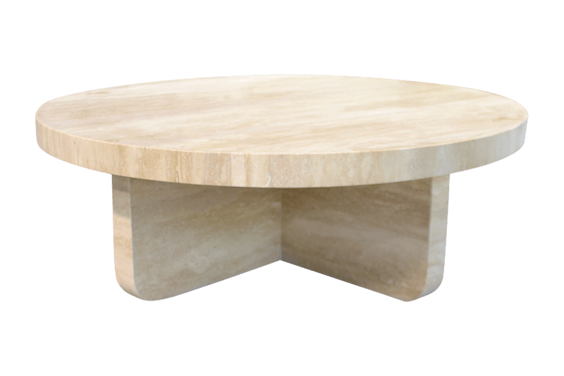 Round Light Brown Marble Coffee Table