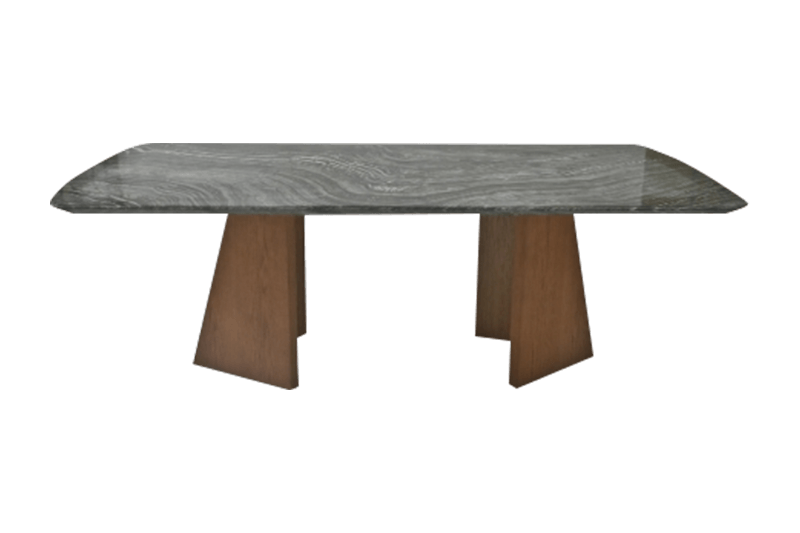 Gray Wood-Tone Marble Dining Table