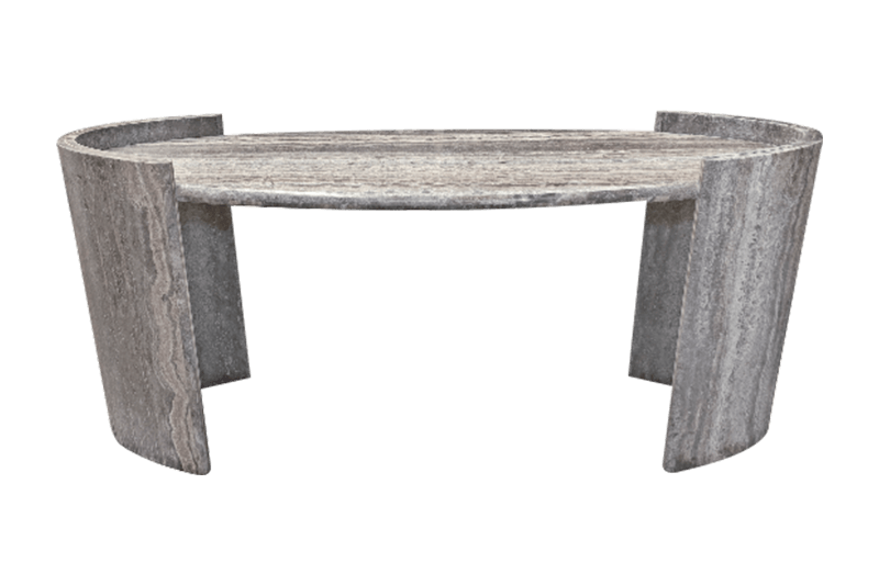 Double - Arc Silver - Gray Marble Table