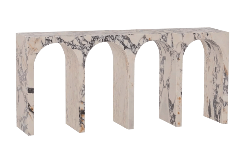 Light - Colored Four - Arch Marble Side Table