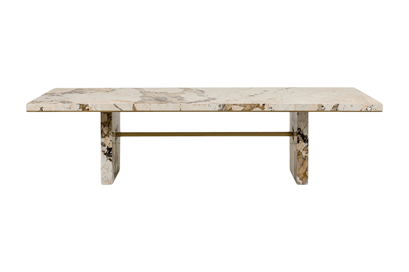 Off-White Gilded Marble Long Table