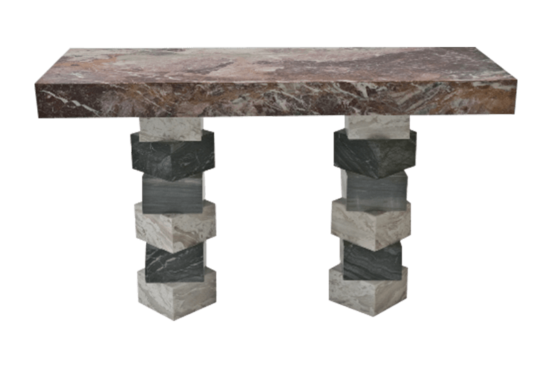 Double - Column Brown - Top Marble Table