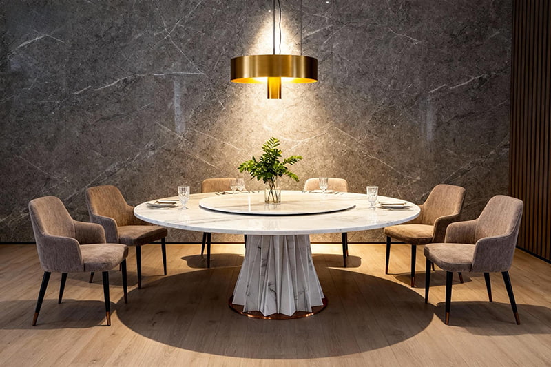 Carrara White Crinkled Moire Marble Table