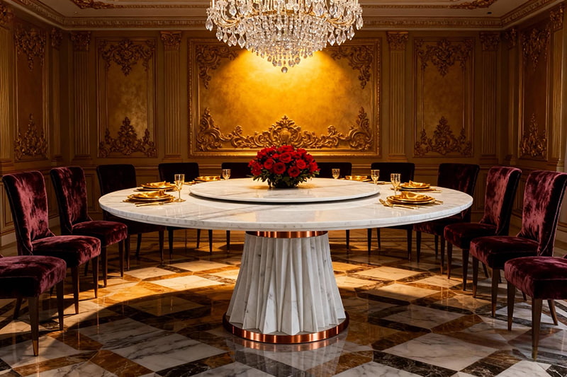 Carrara White Crinkled Moire Marble Table