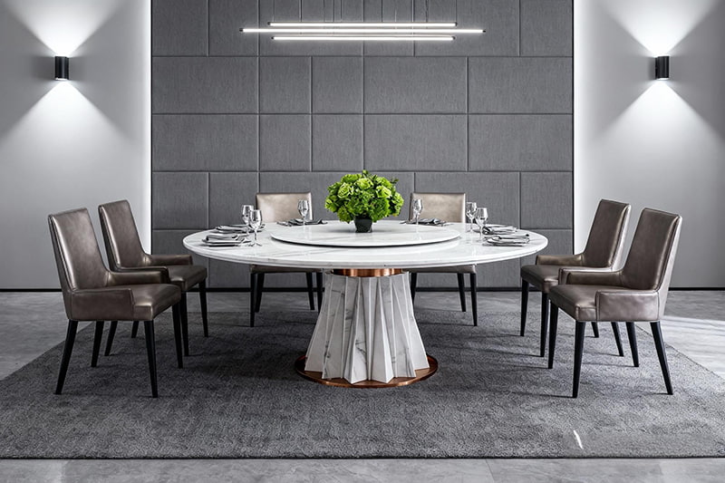 Carrara White Crinkled Moire Marble Table