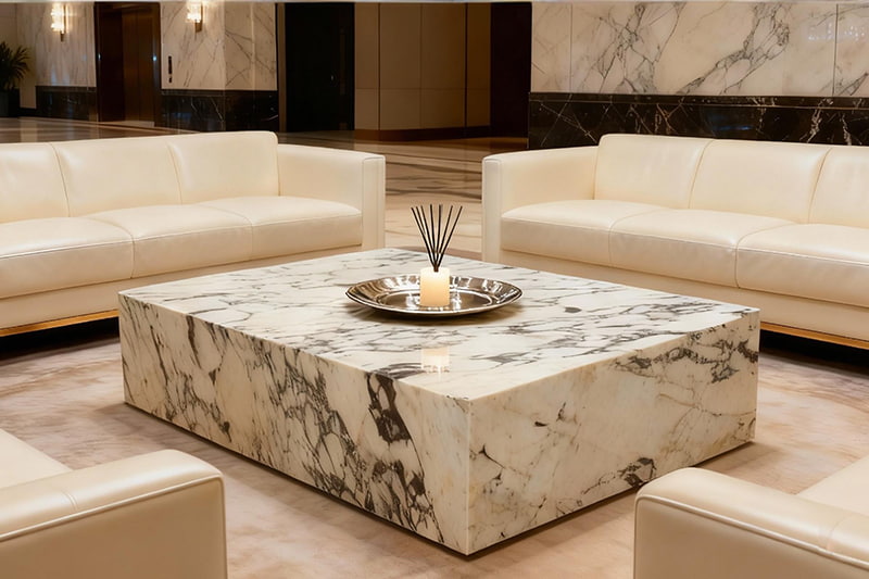 Cloud Pattern Square Box Marble Coffee Table