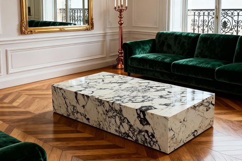 Cloud Pattern Square Box Marble Coffee Table