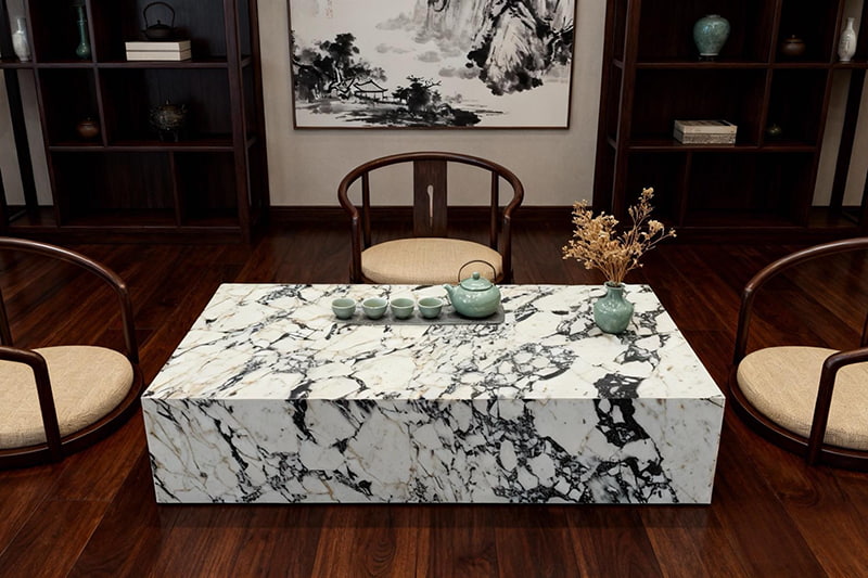 Cloud Pattern Square Box Marble Coffee Table