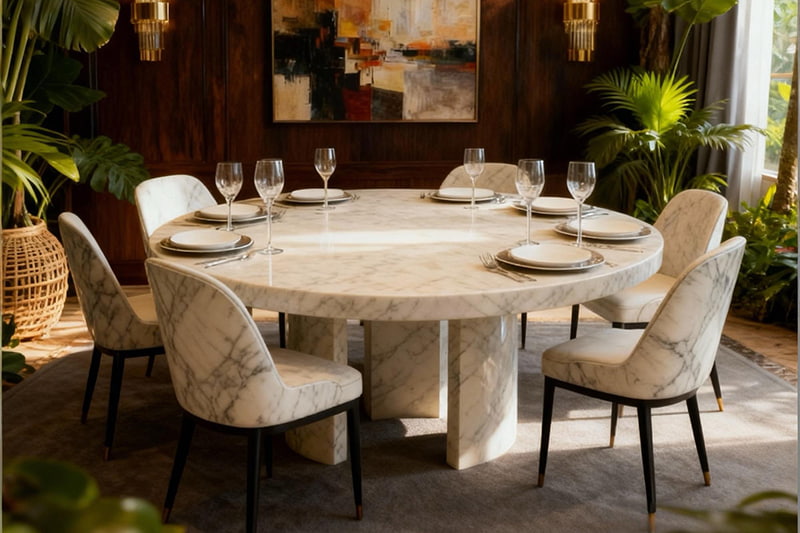 Fish Belly White Three-Column Open Rhyme Marble Table