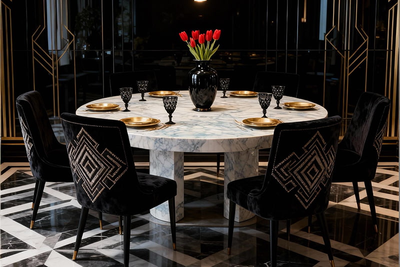 Fish Belly White Three-Column Open Rhyme Marble Table