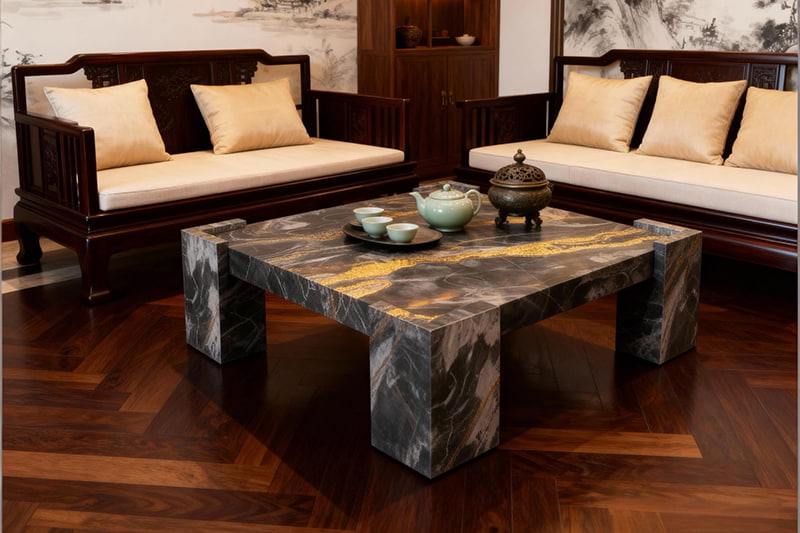 Gray Square Marble Coffee Table