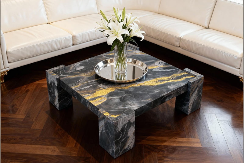 Gray Square Marble Coffee Table
