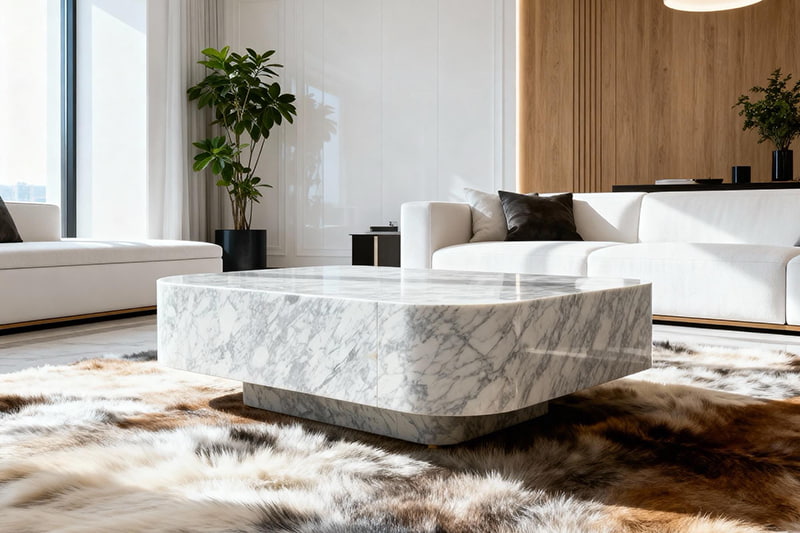 Ice Blue Jade Marble Coffee Table