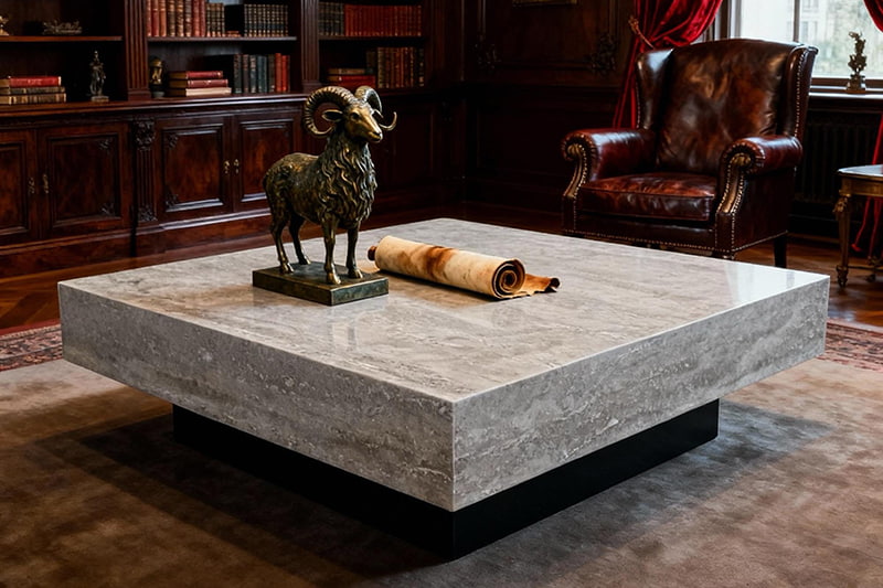 Light Gray Square Marble Coffee Table